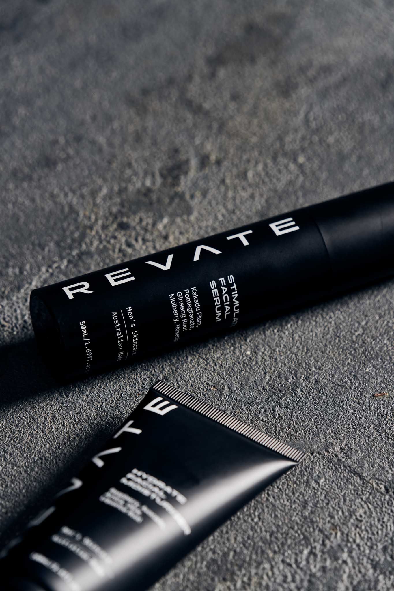 Revate hydrate facial moisturiser and stimulate facial serum on surface