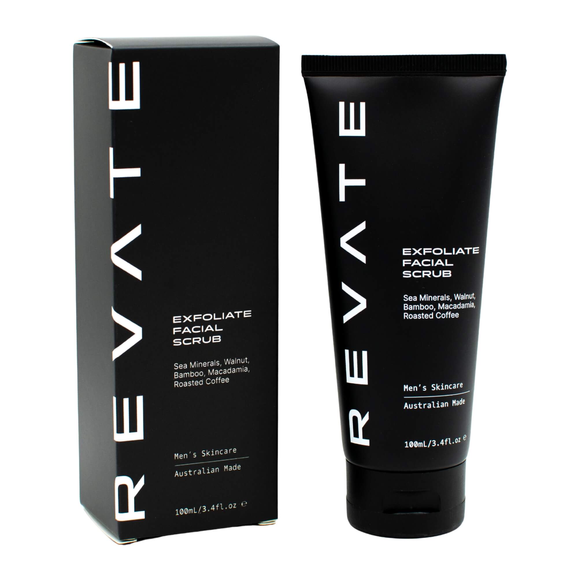 Revate Skin Exfoliate Facial Scrub Tube & Box