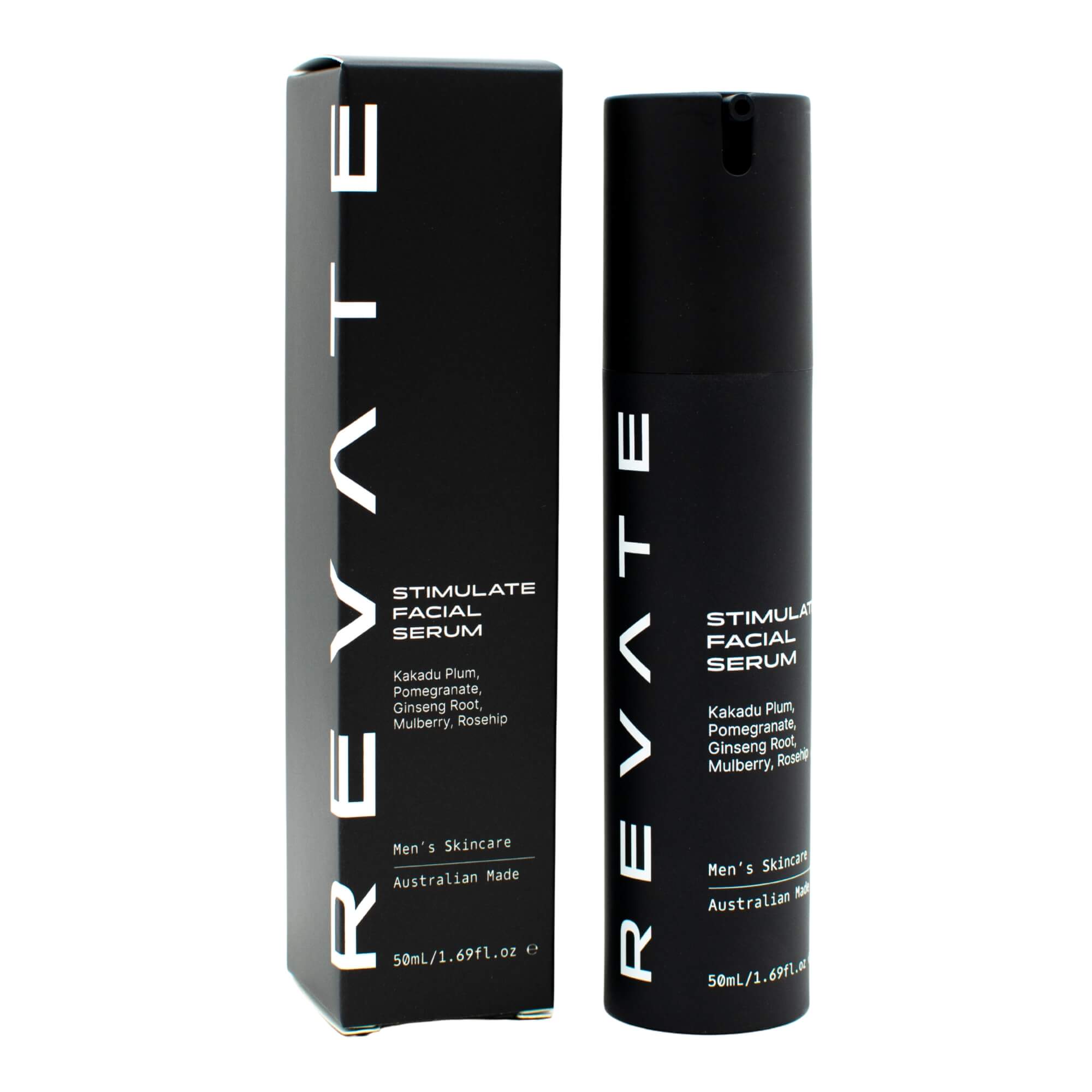 Revate Skin Stimulate Facial Serum Bottle & Box